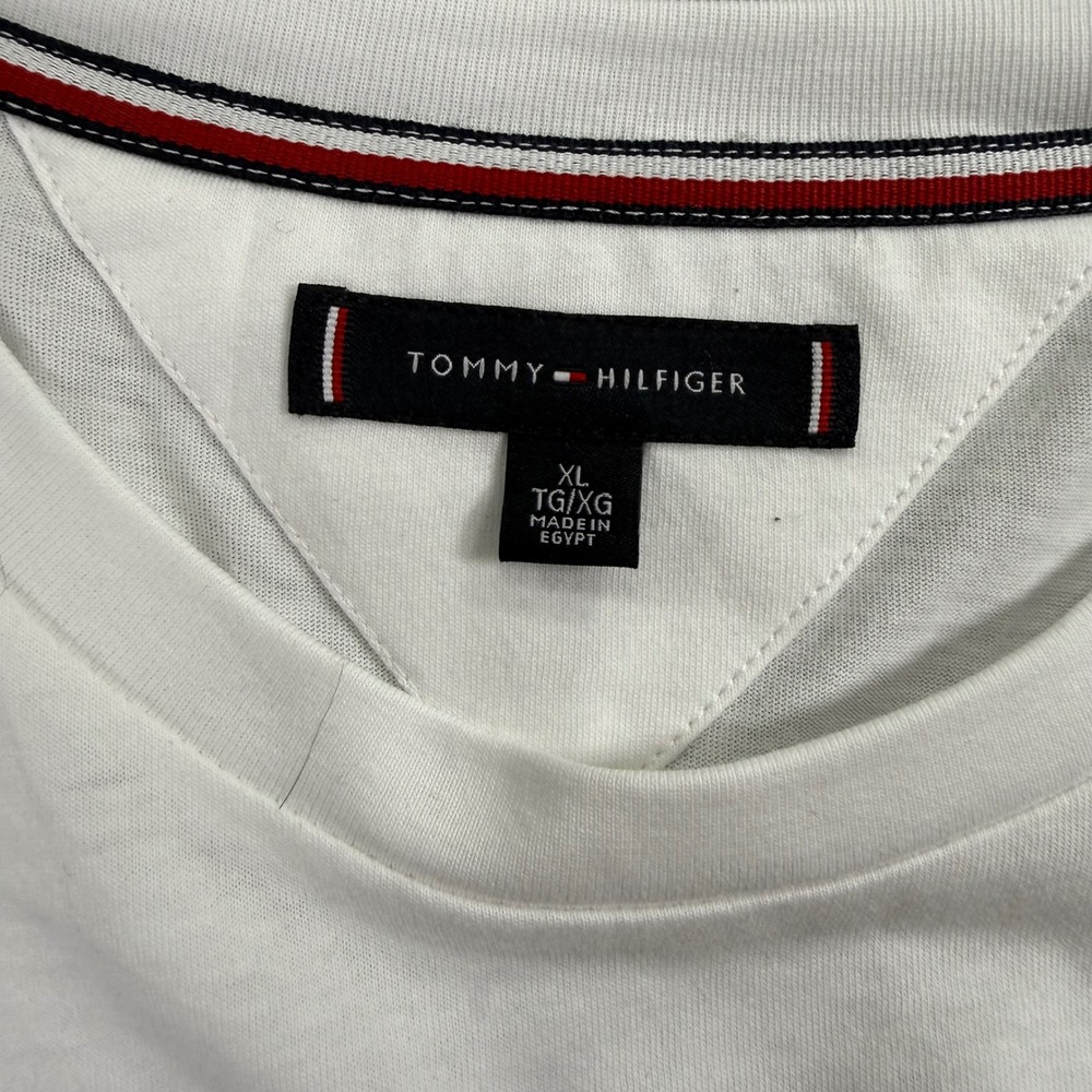Tommy Hilfiger Mens XL White Graphic Stripe Logo Crew Neck Short Sleeve T-Shirt - Picture 4 of 6
